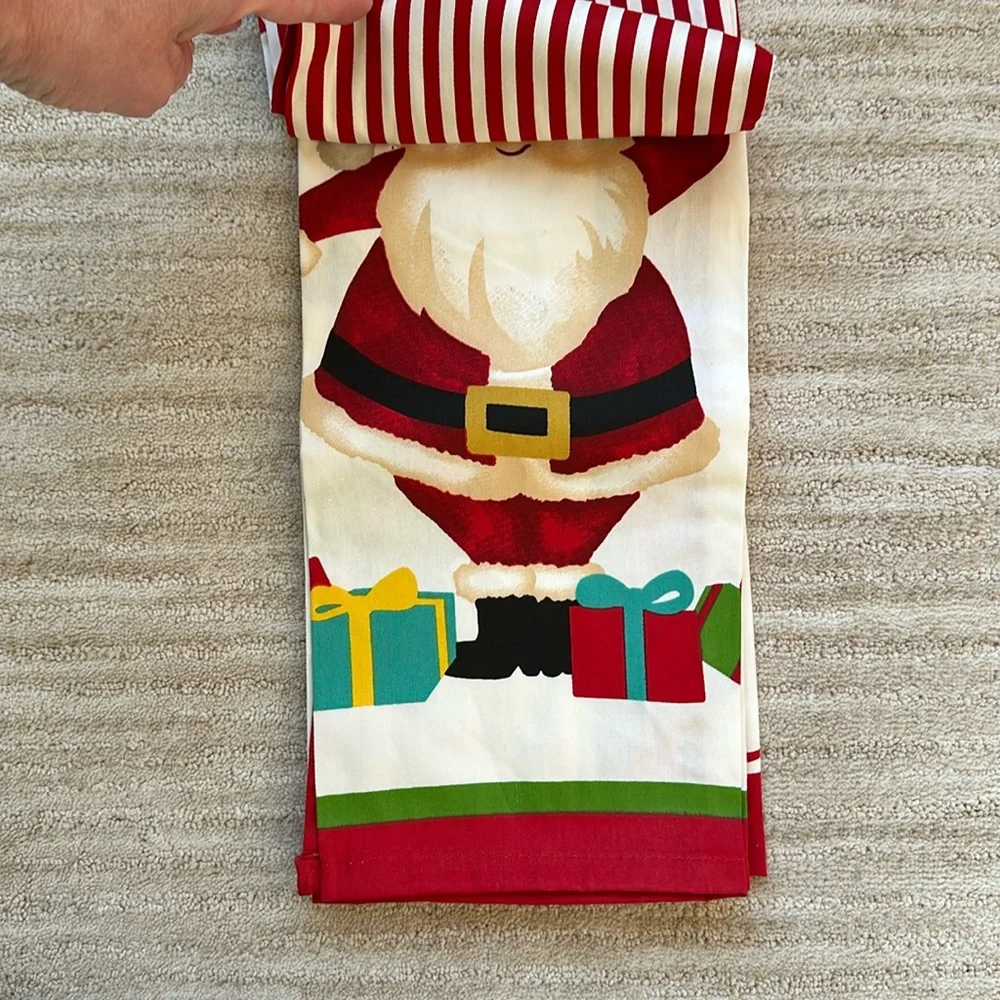 NWT Martha Stewart Collection for Macy’s Set of 3 Holiday Kitchen Towels Santa